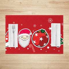 Lofaris Red Festive Cute Christmas Print Set Of 4 Placemats