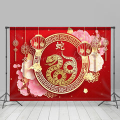 Lofaris Red Festive Gold Snake Chinese New Year Backdrop