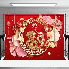 Lofaris Red Festive Gold Snake Chinese New Year Backdrop