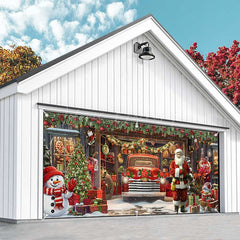 Lofaris Red Festive Santa Christmas Vibe Garage Door Banner