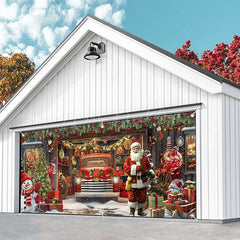 Lofaris Red Festive Santa Christmas Vibe Garage Door Banner