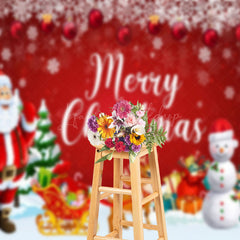 Lofaris Red Festive Santa Snowman Snowy Christmas Backdrop