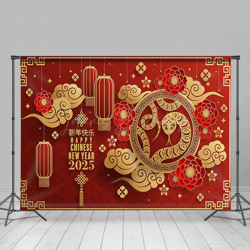 Lofaris Red Festive Snake Happy Chinese New Year Backdrop