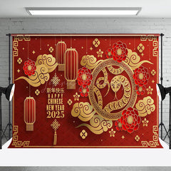 Lofaris Red Festive Snake Happy Chinese New Year Backdrop