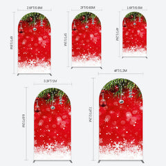 Lofaris Red Festive Snowy Bokeh Leaf Christmas Arch Backdrop