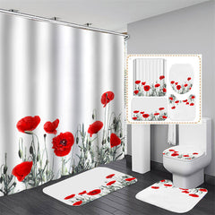 Lofaris Red Floral Boho Shower Curtain For Bathroom Decor | Made To Measure | Custom Curtains | Personalized