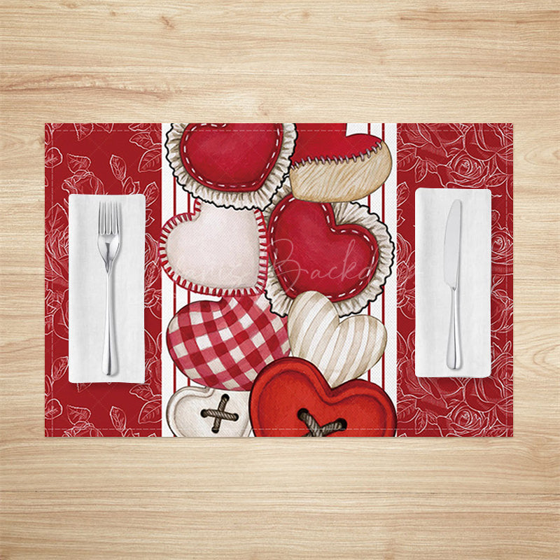 Lofaris Red Floral Love Valentines Day Set Of 4 Placemats