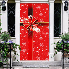 Lofaris Red Gift Box Bow Tie Snowflake Christmas Door Cover