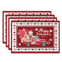 Lofaris Red Gifts Truck Valentines Day Set Of 4 Placemats