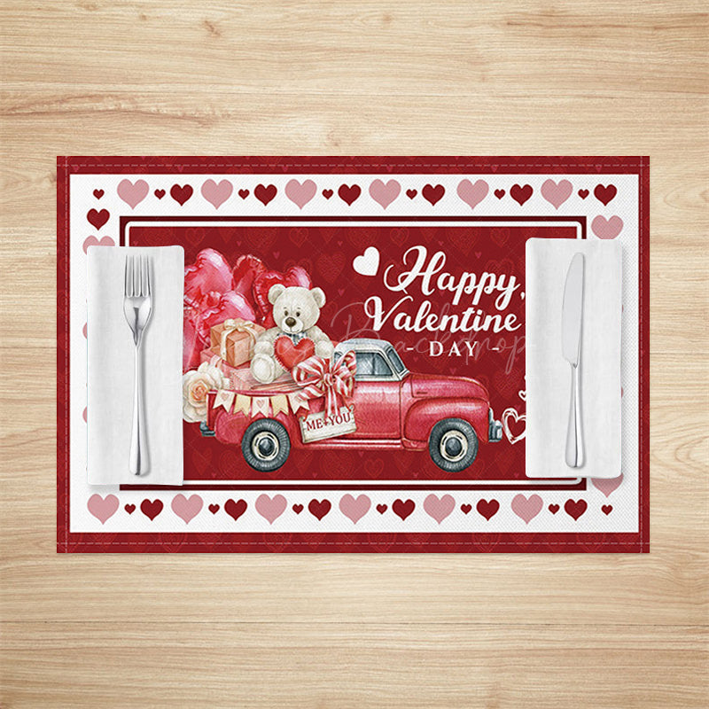 Lofaris Red Gifts Truck Valentines Day Set Of 4 Placemats