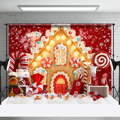 Lofaris Red Gingerbread House Snowflake Christmas Backdrop