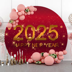 Lofaris Red Glitter Happy New Year Round Backdrop For 2025