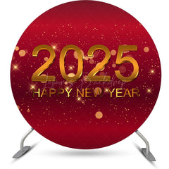 Lofaris Red Glitter Happy New Year Round Backdrop For 2025