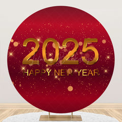 Lofaris Red Glitter Happy New Year Round Backdrop For 2025