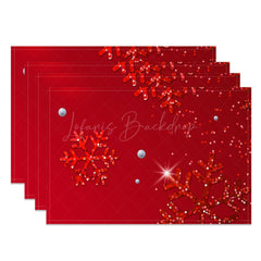 Lofaris Red Glitter Snowflake Christmas Set Of 4 Placemats