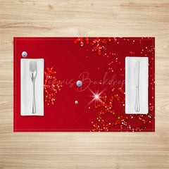 Lofaris Red Glitter Snowflake Christmas Set Of 4 Placemats