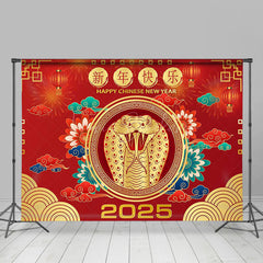 Lofaris Red Gold Auspicious Chinese Snake New Year Backdrop