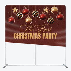 Lofaris Red Gold Ball Merry Christmas Pillow Case Backdrop