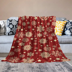 Lofaris Red Gold Christmas Snowflake Blanket Gift Souvenir