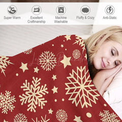 Lofaris Red Gold Christmas Snowflake Blanket Gift Souvenir