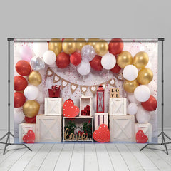 Lofaris Red Gold Love Valentines Day Photography Backdrop