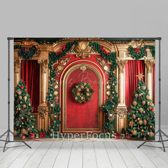 Lofaris Red Gold Luxury Palace Festive Christmas Backdrop