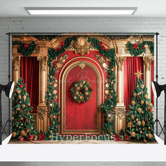 Lofaris Red Gold Luxury Palace Festive Christmas Backdrop