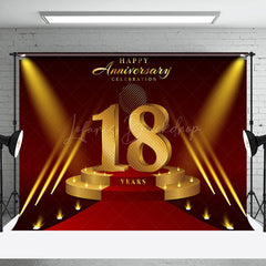 Lofaris Red Gold Stage Happy 18 Years Anniversary Backdrop