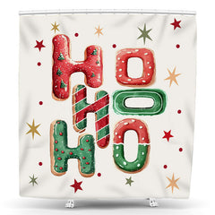 Lofaris Red Green Biscuit Hohoho Christmas Shower Curtain