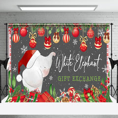 Lofaris Red Green White Elephant Gift Exchange Party Backdrop