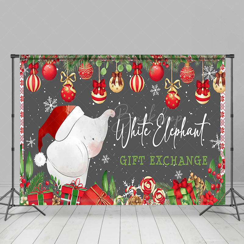 Lofaris Red Green White Elephant Gift Exchange Party Backdrop