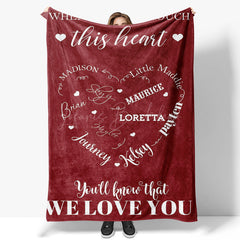 Lofaris Red Heart White Warm Text Custom Family Name Blanket