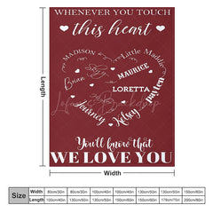 Lofaris Red Heart White Warm Text Custom Family Name Blanket