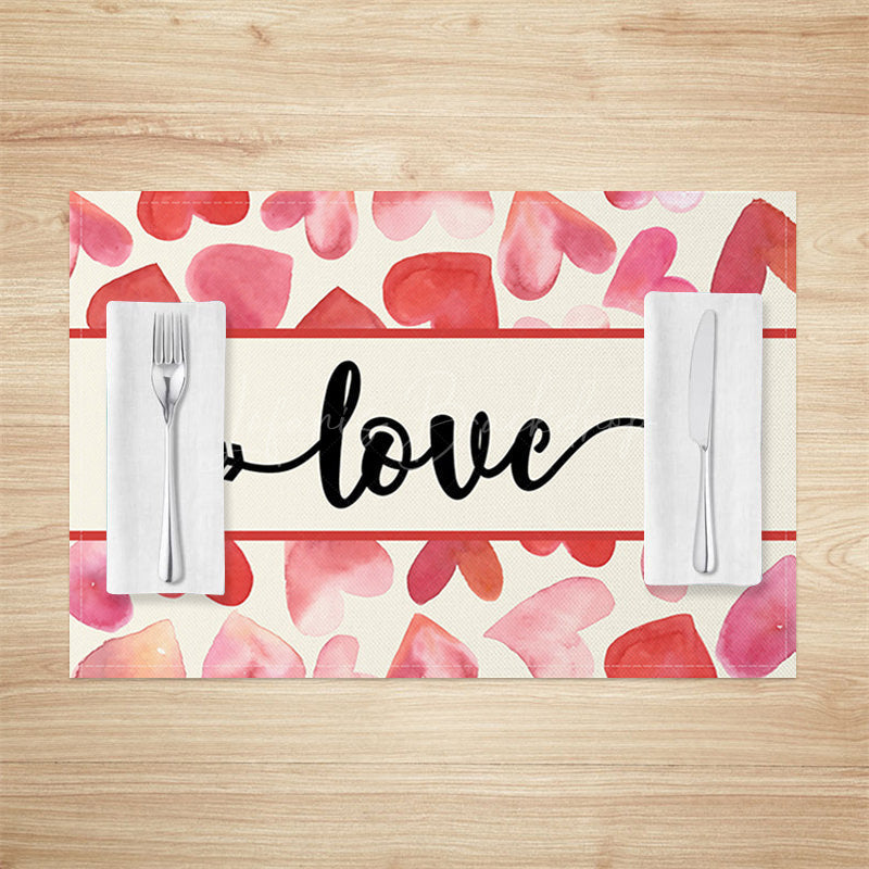 Lofaris Red Hearts Love Valentines Day Set Of 4 Placemats