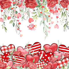 Lofaris Red Hearts Rose Plant Valentines Day Shower Curtain