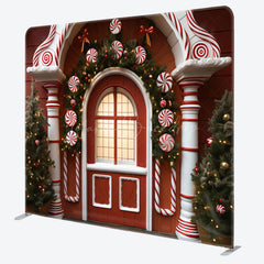 Lofaris Red House Christmas Party Square Tension Backdrop