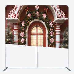 Lofaris Red House Christmas Party Square Tension Backdrop