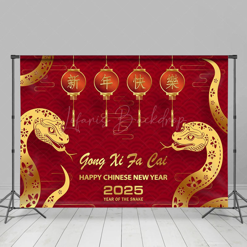 Lofaris Red Lantern Gold Zodiac Snake Chinese Year Backdrop