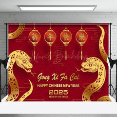 Lofaris Red Lantern Gold Zodiac Snake Chinese Year Backdrop