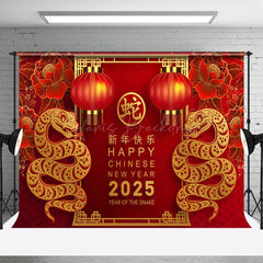 Lofaris Red Lantern Peanuts Snake Chinese New Year Backdrop