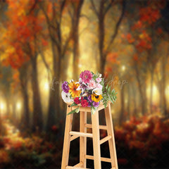 Lofaris Red Leaves Flowers Forest Painting Autumn Backdrop