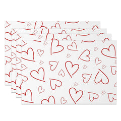 Lofaris Red Line Hearts Valentines Day Set Of 4 Placemats