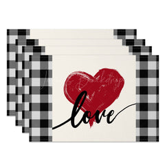 Lofaris Red Love Heart Valentines Day Set Of 4 Placemats