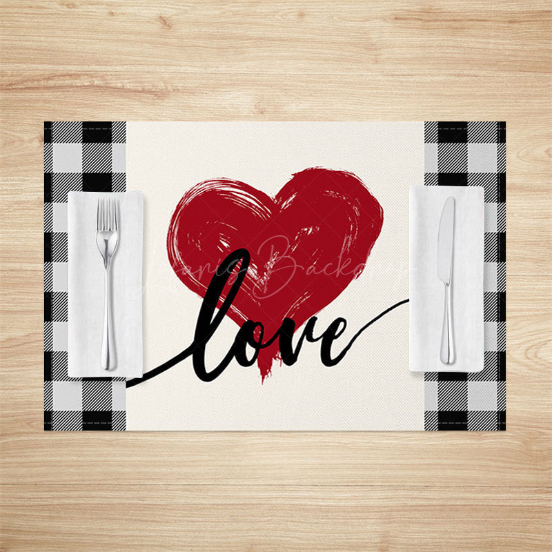 Lofaris Red Love Heart Valentines Day Set Of 4 Placemats