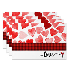 Lofaris Red Love Plaid Valentines Day Set Of 4 Placemats