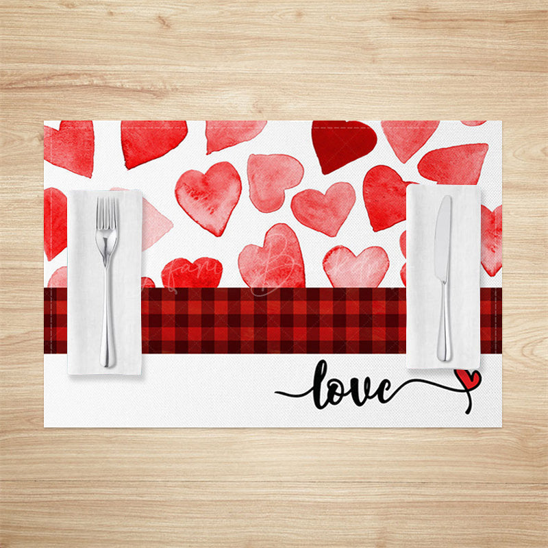 Lofaris Red Love Plaid Valentines Day Set Of 4 Placemats