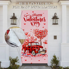 Lofaris Red Loving Truck Hearts Valentines Day Door Cover