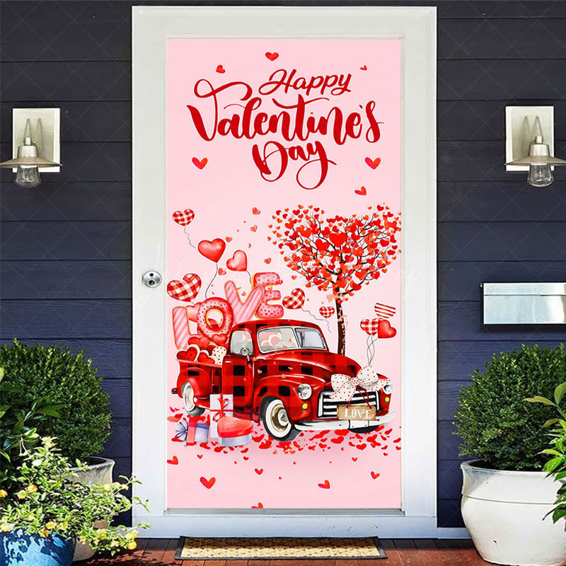 Lofaris Red Loving Truck Hearts Valentines Day Door Cover