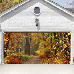 Lofaris Red Maple Forest Trod Autumn Garage Door Banner