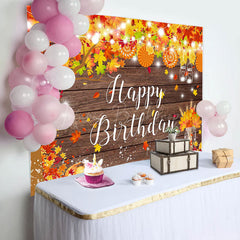 Lofaris Red Maples Tree Pumpkin Brown Wood Birthday Backdrop